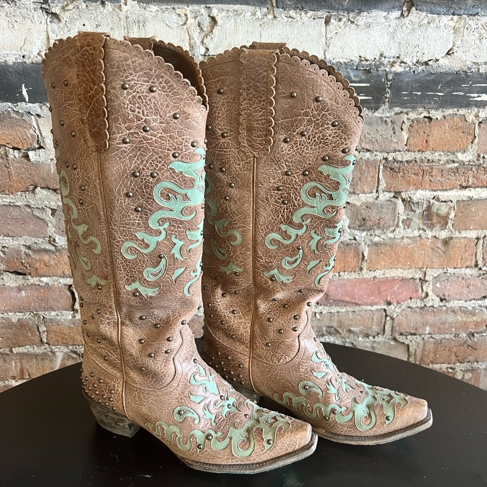 Lane boots light brown/turquoise